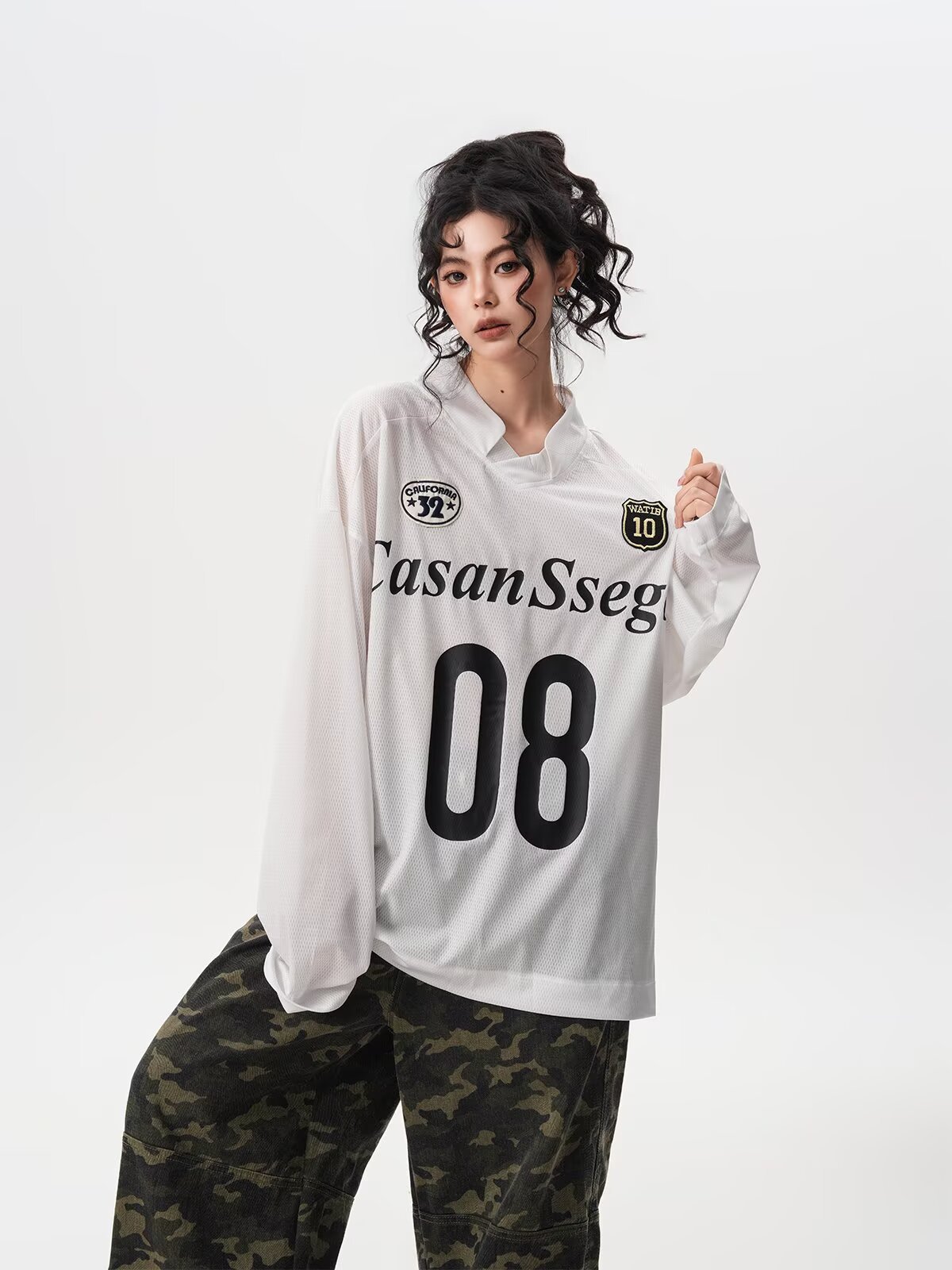American Motorcycle Style Casual Long-Sleeved T-Shirt for Men and Women, Cool Sports Jersey, New V Neck Loose Letter Top for Men