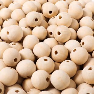 100pcs 20mm Wooden Beads with Hole, Natural Wood Color Round Wooden Beads DIY Jewelry Round Beads