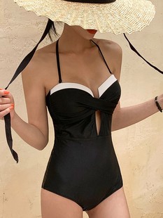 Source Factory One-Piece Triangle Swimsuit for Women to Cover the Flesh and Make the Breasts Smaller, Steel Support Push-Up Hot Spring Vacation Cross-Border Swimsuit