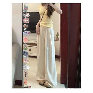 Blue Yamamoto Pants Women's Summer Thin 2025 New High Waist Dosing Casual Slimming Straight-leg Texture Wide-leg Pants