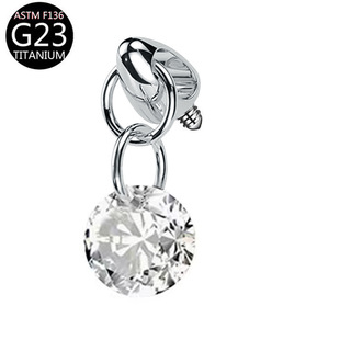 G23 titanium alloy bullet five-pointed star love round square water drop zircon pendant accessories lip nail ear bone nail