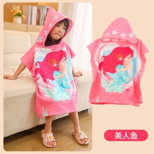 Children's bath towel cloak bathrobe can be worn with hood men's and women's children's pullover swimming towel bathing water absorption quick-drying medium large