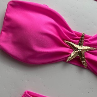 2025 набор из трех частей bikini европейская и американская сексуальная бикини морская звезда сплошной цвет трансграничный сплит женский купальник сексуальный