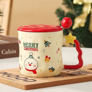 Foreign Trade Graffiti Style Christmas Ceramic Mug High Color Value Creative Ceramic Mug Accompanying Gift Office Coffee Mug