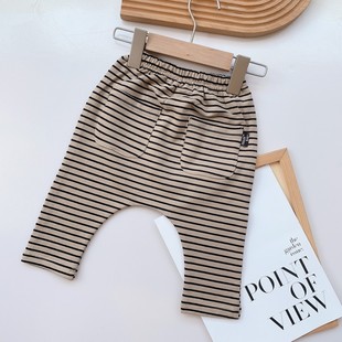 Ins Baby Children's Wear Spring and Autumn New Korean Style Baby's Big PP Pants Boys and Girls Striped Harlan Pants Casual Trousers