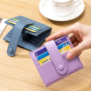 New Women's Exquisite Short Small Wallet Korean-style Multi-card Card Bag Small and Small-sized first-layer Cowhide Wallet Large Capacity