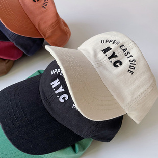Korean style nyc letter children's baseball hat Four Seasons soft top embroidered sun hat male and female baby peaked cap