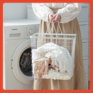 ▽ Shuangshan Iron Dirty Clothes Basket Household Large Capacity Laundry Basket with Handle Bathroom Toilet Dirty Clothes Storage