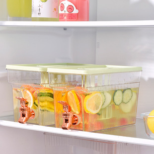 Household Refrigerator Fresh-keeping Cold Water Kettle Kitchen with Faucet Cold Drink Barrel Summer Beverage Cold Water Kettle Sealed Plastic Pot