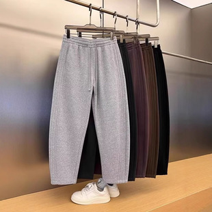2025 Spring and Autumn Trendy Loose Sports Pants Men's Harlan Pants Solid Color Straight Pants Striped Casual Heavy-weight Wei Pants