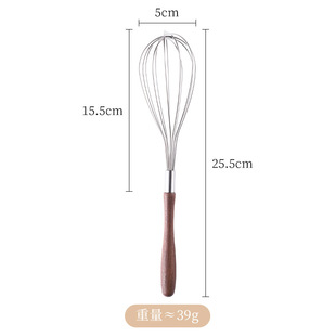 304 stainless steel wooden handle manual egg beater household commercial flour cream hand-held baking mixer