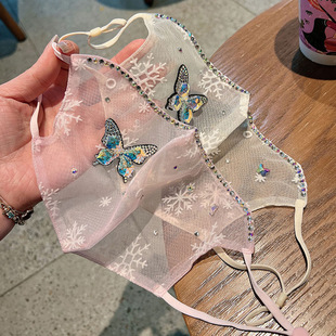 Snowflake Crystal Butterfly ультратонкая дышащая Солнцезащитная маска, Супер Блестящая эффектная Алмазная Маска для женщин