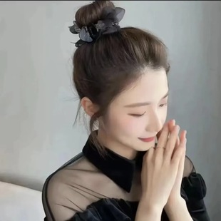 Super Fairy Elegant Bow Ball Head Grab Clip High-end Refined Back Head Shark Clip Hairpin Clip Headwear Women's