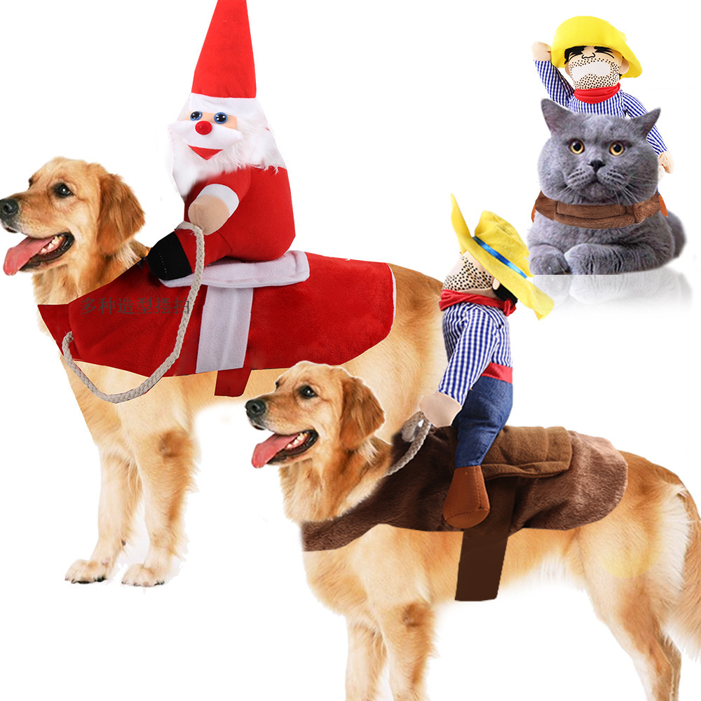 Big dog clothes, cat pet supplies, riding outfit, Santa Claus dog clothes, funny cat Halloween costume