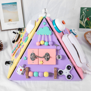Children's Multi-functional Pyramid Four-sided Busy Board Baby Life Enlightenment Early Education Montessori Busy House Educational Toys