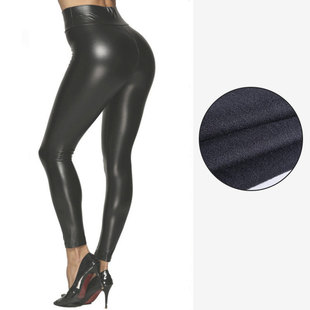 Cross-border Foreign Trade PU Leather Pants Women's European and American AliExpress New Autumn Outer Wear Tight Women's Solid Color Leggings