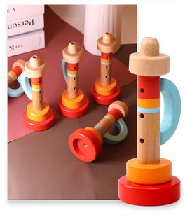 Children's Wooden Trumpet Flute Kindergarten Educational Trumpet Playing Musical Instruments Early Education Orff Music Toys