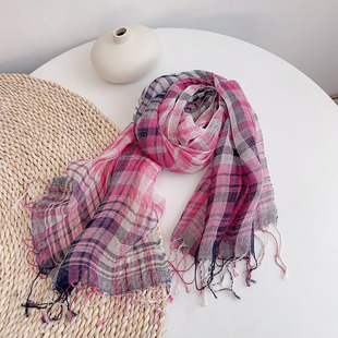 Export Pure Linen Scarf Original Single Special Offer Welfare Japanese All-match Thin Breathable Neck Protection Scarf Women's Spring and Autumn New