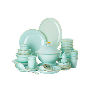 Jingdezhen jade porcelain bowl and plate set simple and practical household noodle bowl plate free combination gift making logo