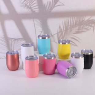 swig Egg Cup cross-border stainless steel creative U-shaped wine glass big belly Cup 12oz eggshell Cup printed logo