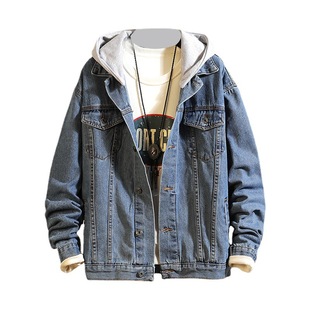 Daifa Hong Kong-style Denim Jacket Men's Loose Fashionable Korean-style All-match Hip-hop Denim Handsome Student Hooded Jacket