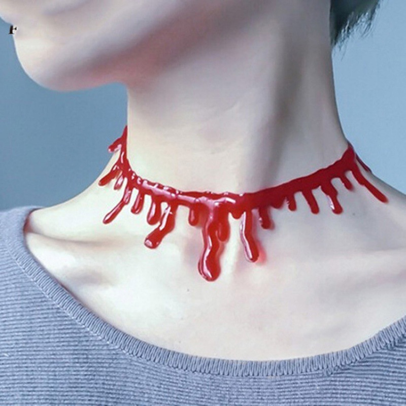 Halloween Blood Necklace Handmade Creative Sexy Vampire Female Nurse Costume Cosplay Blood Necklace Red