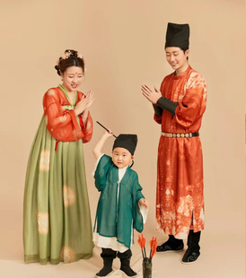 Parent-Child Costume family photo theme studio a three-mouth Tang Palace night banquet retro style photo photo clothing