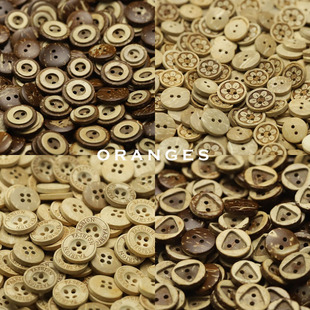 JULI Orange Natural Coconut Button Four Eyes Two Eyes Shirt dress Button Children's Wear Wood Flower Button