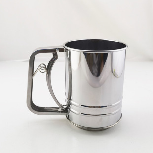 In stock stainless steel flour sieve handheld semi-automatic flour sieve hand pressure powder sieve sugar sieve baking tool