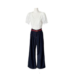 Small Summer New Pants Women's Loose Tencel Jeans Primary Color Loose Slimming Wide Leg Pants