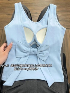Bow Strap Sling Summer Slim Slim-Fit Sweet Spice Girl Style External Wear Pure Desire One-Piece Top with Chest Pad for Women