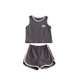 2024 New Summer Korean Style Boys and Girls Simple Letter suit Children's Wear Sleeveless Vest Shorts Casual Two-piece Set