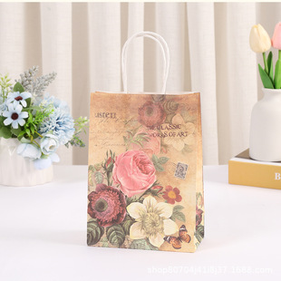 Cross-border new retro flower white leather portable paper bag gift packaging paper bag gift bag factory direct in stock