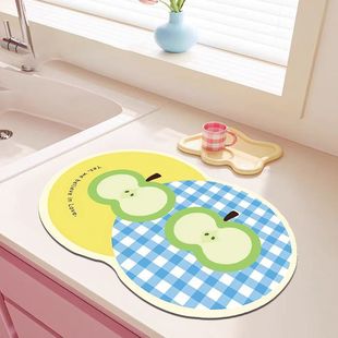 Cartoon Kitchen Drying Mat Diatom Mud Absorbent Mat Desktop Coffee Table Coaster Anti-scald Heat Insulation Placemat Dish Drying Mat