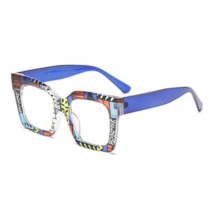 Cross-border new color pattern large frame anti-blue light flat mirror European and American street photography face thin glasses frame BL913