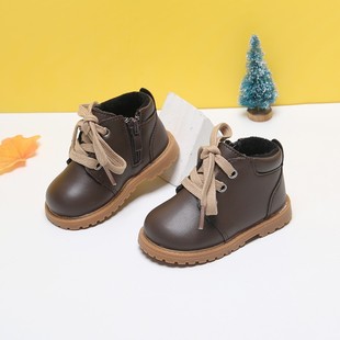 Clearance Treatment Children's Martin Boots Autumn and Winter Girls Velvet Ankle Boots Boys Cotton Shoes Baby Toddler Shoes