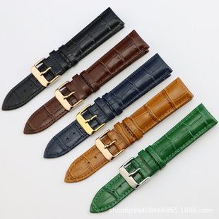 Leather Watch with Men's and Women's First Layer Cowhide 12 14 16 18 20 22mm Colorful Pin Buckle General Wholesale