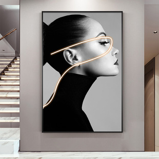 Light Luxury Light Painting Entrance Living Room Decorative Painting LED Light Strip Painting Corridor Hanging Painting Art Light Luxury Aisle Murals