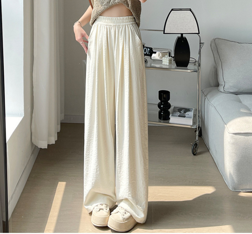 Acetic Acid Milk Pants 여성의 봄과 여름 고급 일본식 야마모토 캐주얼 트레일 링 바지 새로운 높은 허리 게으른 스타일 넓은 다리 바지