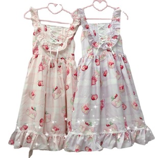 Оригинальный дизайн Daily Lolita * Cherry Dessert * JSK Dress Платье без рукавов с высокой талией