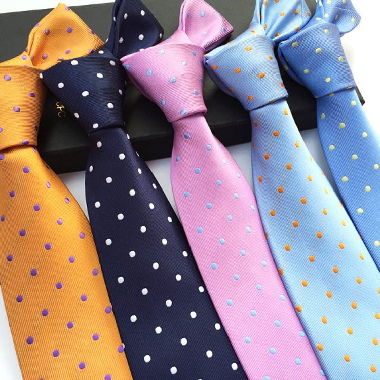 Powerful Merchants Supply 2025 Polyester Silk Polka Dot Ties in Various Colors, Polka Dot Men's Ties