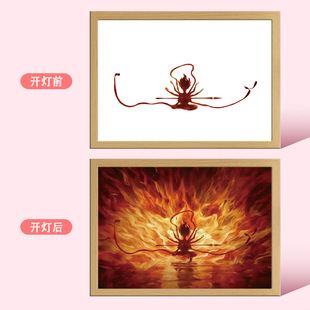 Nezha Devil Boy Sea Lighting Painting Nightlight Living Room Table Creative Gift Ornaments Gift Friends Luminous Painting
