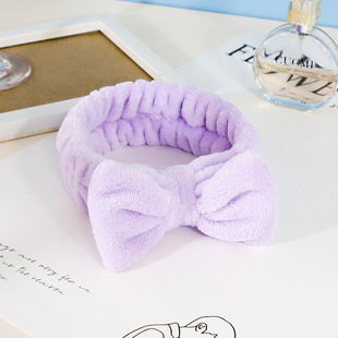 European and American cross-border hair band women's bow face wash absorbent hand guard wrist strap coral velvet wide-brimmed headband headdress headband