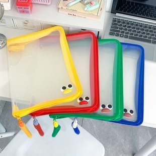 Color A4 Transparent Zipper File Bag Large Capacity Transparent Test Paper Class ins College Students Test Paper Textbook Storage Bag 1