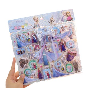 Large double-layer cartoon princess changing stickers 3D three-dimensional children's cartoon hand account paste girl cute bubble stickers