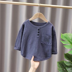 Boys T-shirt long sleeve autumn 2024 new children's early autumn clothes baby spring and autumn thin boys base shirt