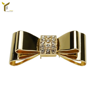 Luggage hardware accessories bow zinc alloy light gold with feet diamond bow-shaped handbag hardware