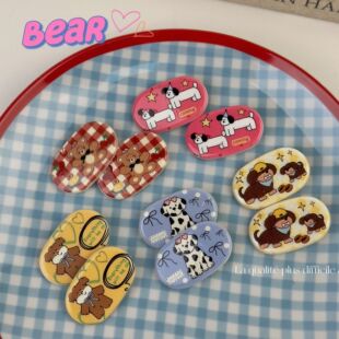 Cute cartoon fun bear puppy duck bill clip girl heart oval hair clip broken hair bangs clip new hair accessories