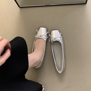 Square toe shallow mouth single-layer shoes for women 2024 Spring and Autumn New French evening style elegant gentle fairy flat milk shoes