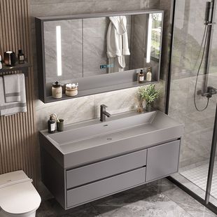 Simple Toilet Wash Table Washbasin Cabinet Combination Bathroom Cabinet Mirror Cabinet Combination Rock Board All-in-One Basin Household